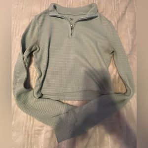 SO Cropped Sage Green Ribbed Zip Up Knitted Sweatshirt